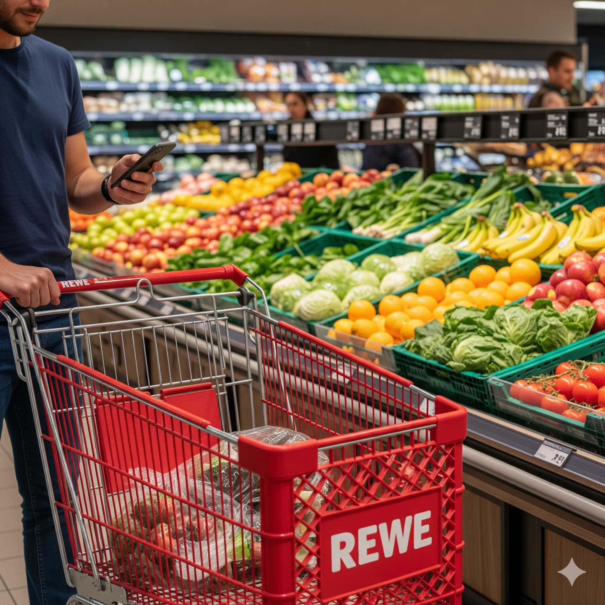 Person, die im Supermarkt einkaufen geht
