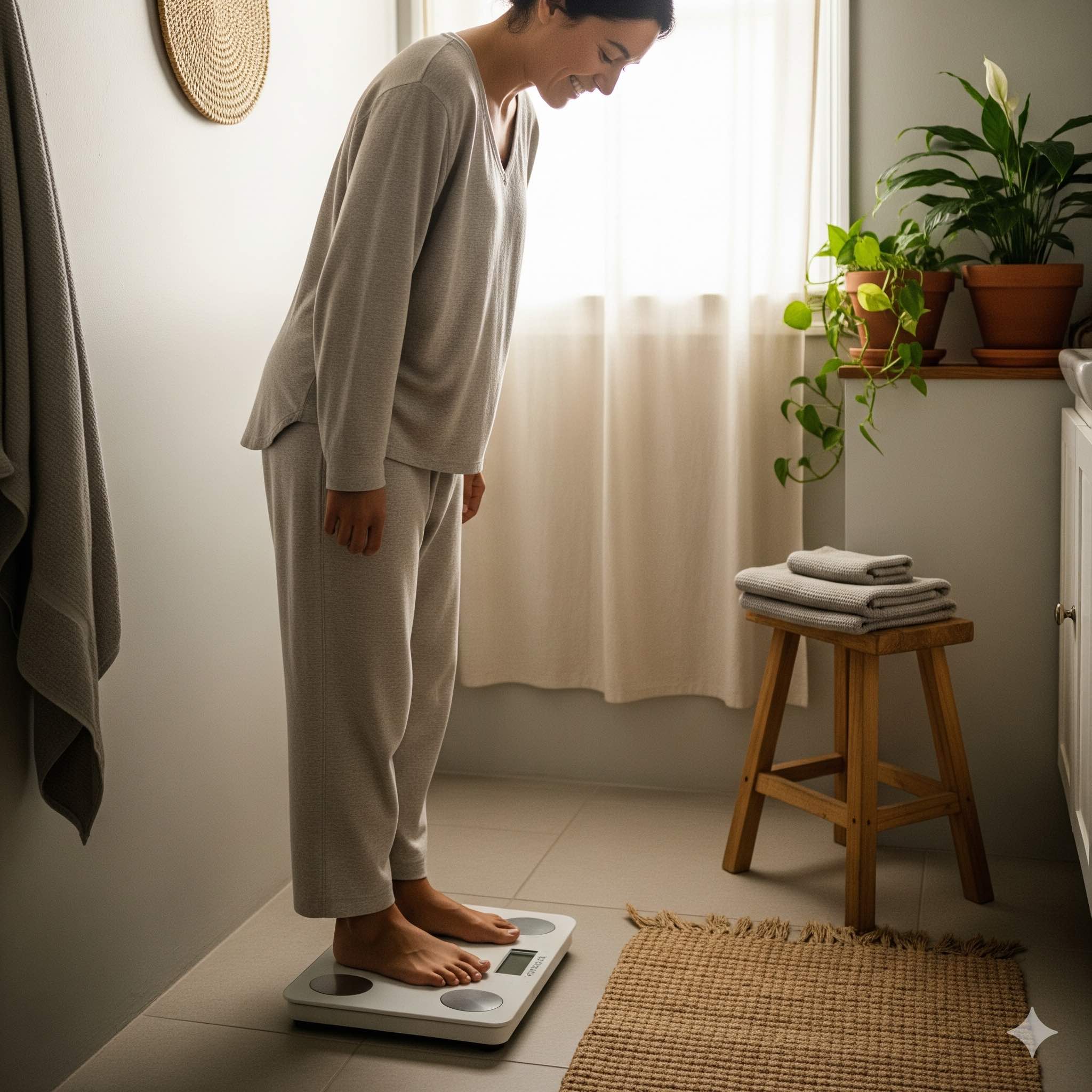 Person, die auf einer Waage steht